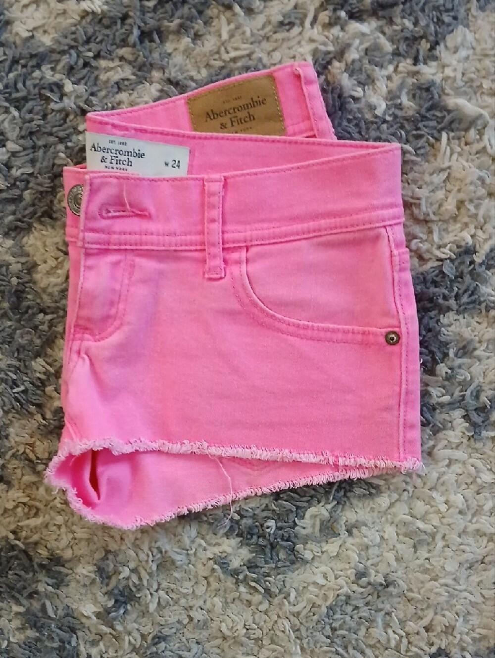 Abercrombie & Fitch Bright Pink Denim Cutoff Shorts - Picture 3 of 3